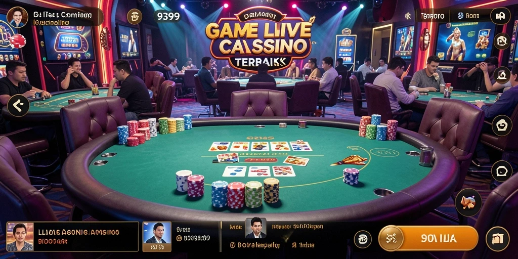 Screenshot gameplay 9399 menampilkan suasana Live Casino yang menggembirakan.