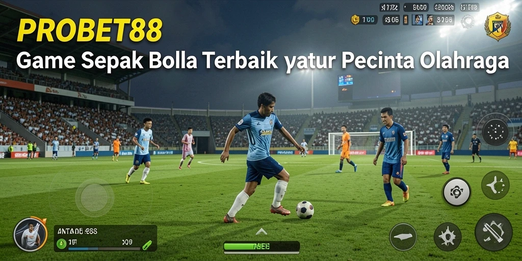 Tampilan gameplay PROBET88 dengan aksi sepak bola yang mendebarkan.