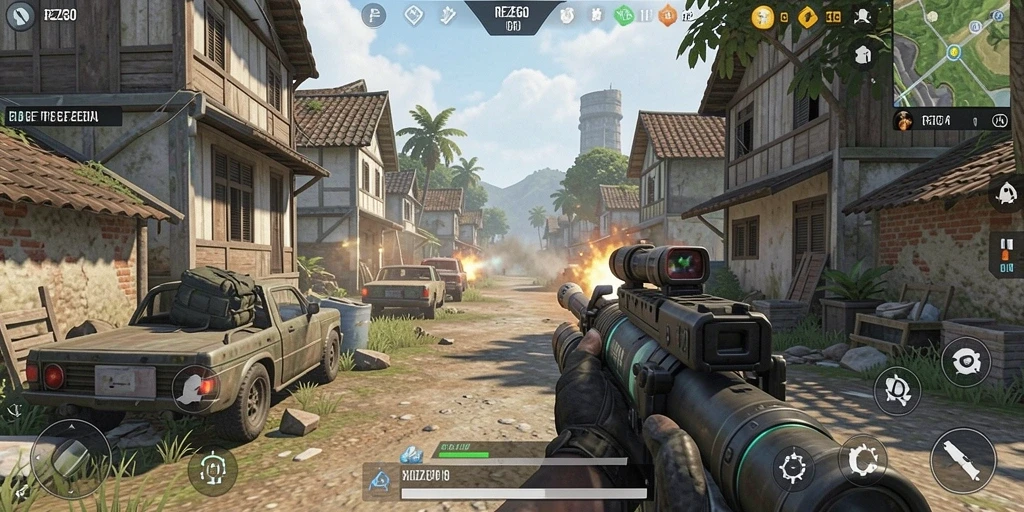 Tampilan mendebarkan gameplay TPS dalam REZEGO saat karakter bertarung.